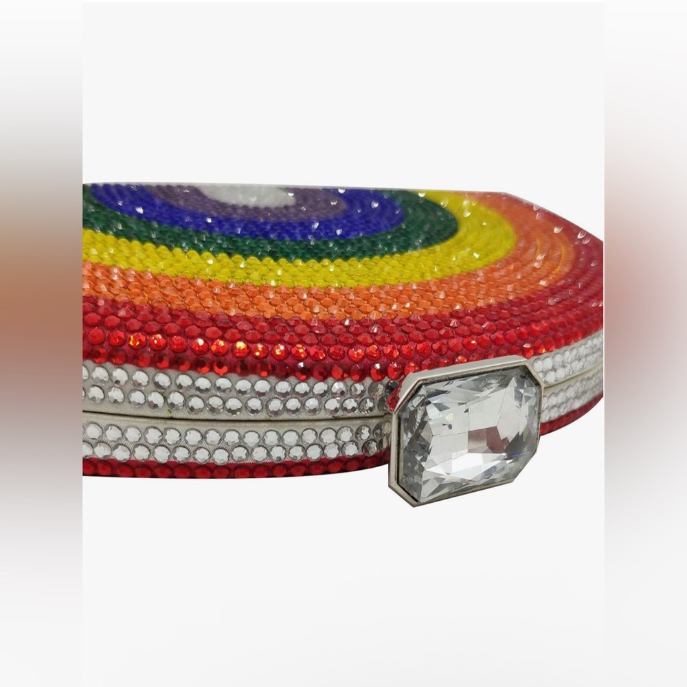 Women’s Rainbow Colorful Crystal Rhinestone Gem Clutch Purse Novelty Mini Bag - Picture 5 of 9
